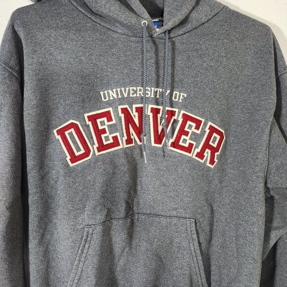 Champion University of Denver Grey Hoodie Sweatshirt Size M - Picture 2 of 12